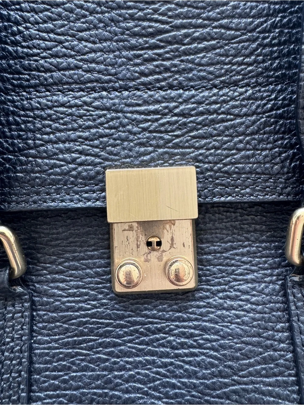 3.1 Phillip Lim Black Leather Satchel with Gold Hardware and Top Handle